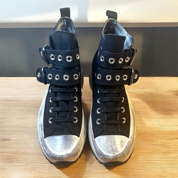 Converse Run Star Hike Platform Sneakers 9.5 Black Canvas Chuck Taylor Shoes​ - Picture 7 of 10